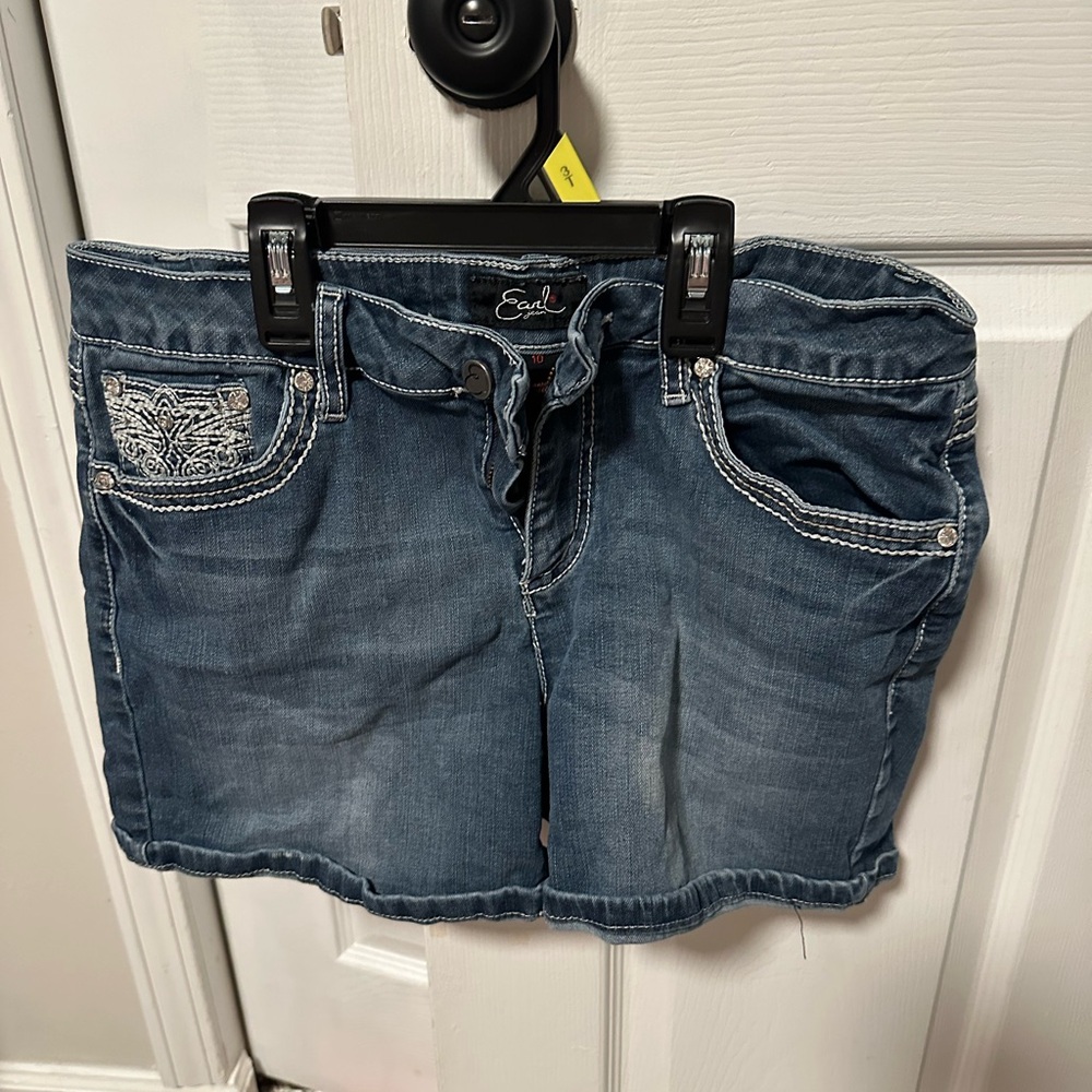 Earl Blue Denim Shorts with Embroidered Pocket